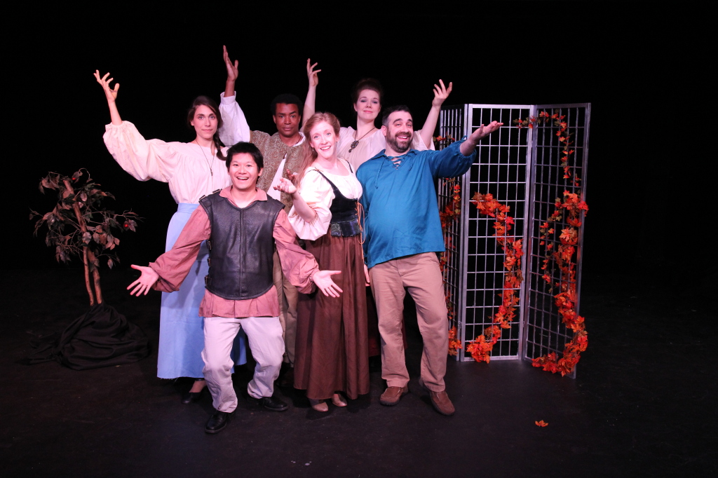 The cast of Seattle Experimental Theater's "The Wolf and the Witch". (L to R): Sarah Scheller, Chris Wong, Cal Crowner, Cheryl Platz, Christine Riippi, Dan Posluns.